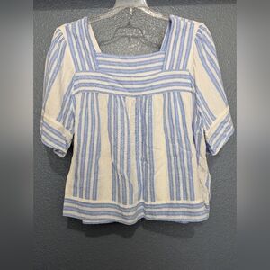 3/$6 Old Navy Blue and White Striped Blouse